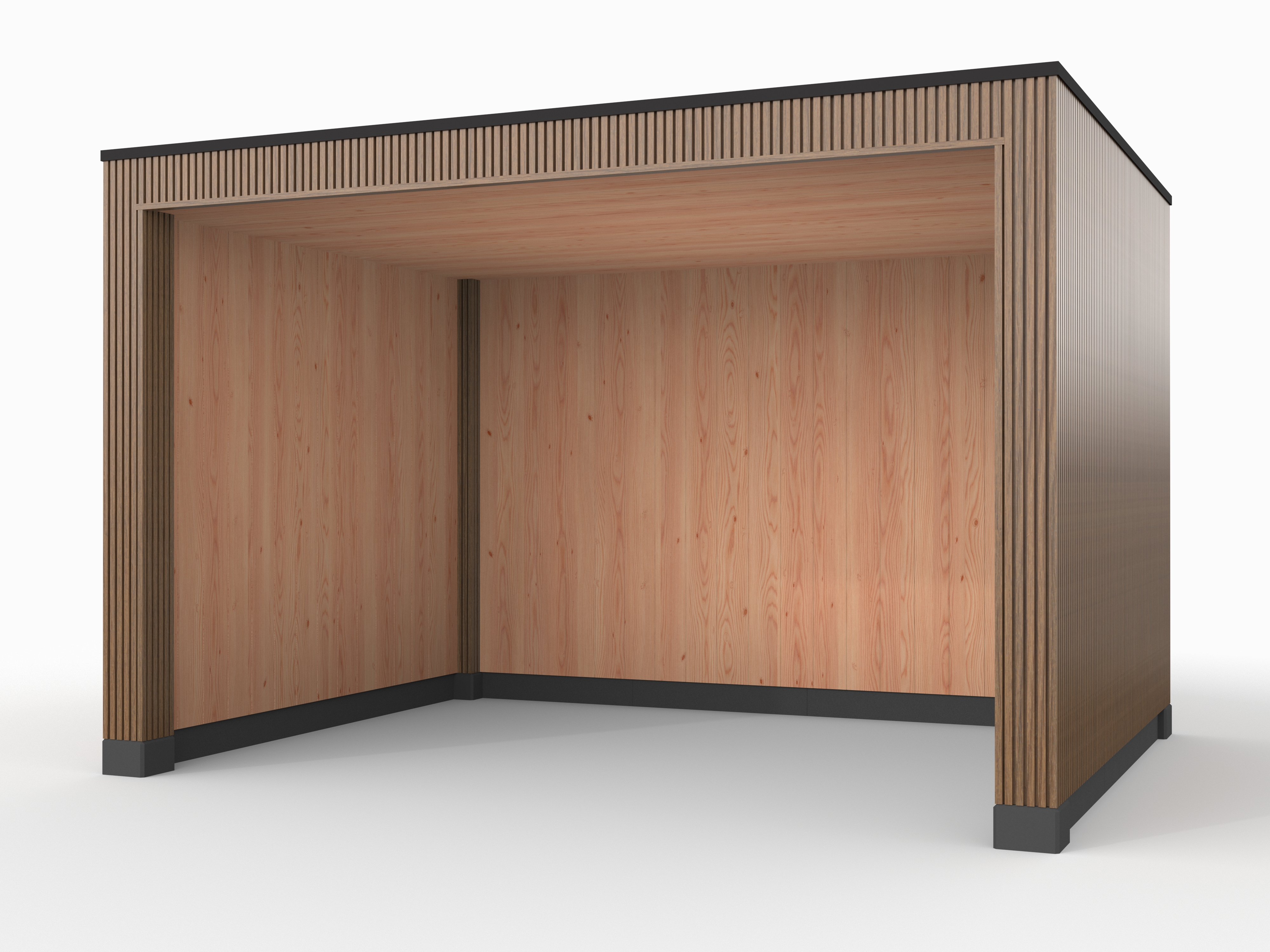 Douglas overkapping, 400 x 300, met achterwand en twee zijwanden, Westwood Rhombus Teak - Afbeelding 1